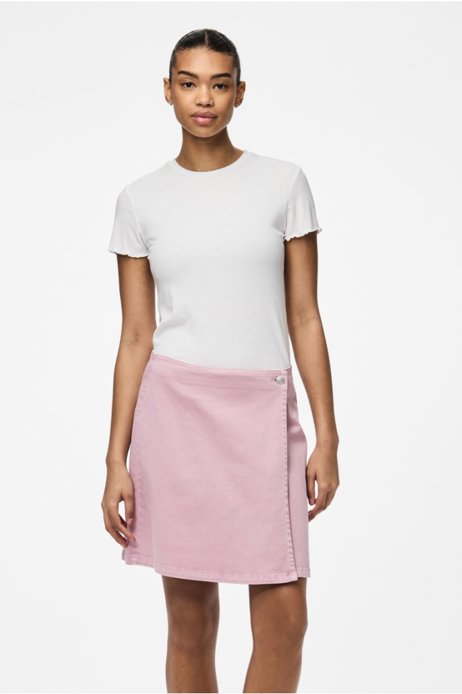 PCMILLE HW SHORT WRAP SKIRT MM 17155092 DAWN PINK